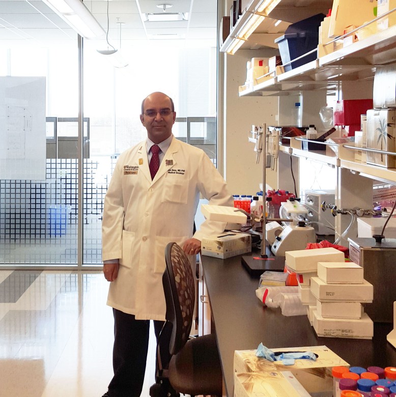 Dr Bose at lab bench 11-6-15